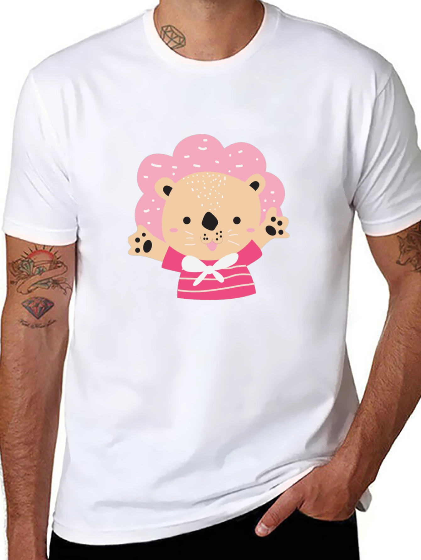 Cute Lion T-Shirt - Pink Mane Design