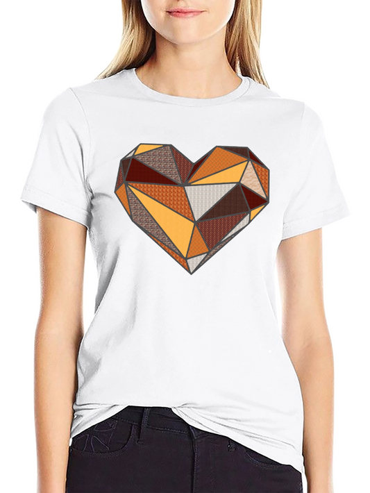 Geometric Heart Graphic Black T-Shirt