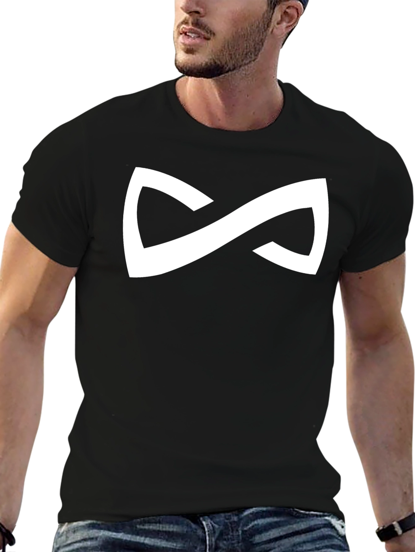 Modern Infinity Symbol Graphic T-Shirt - Black