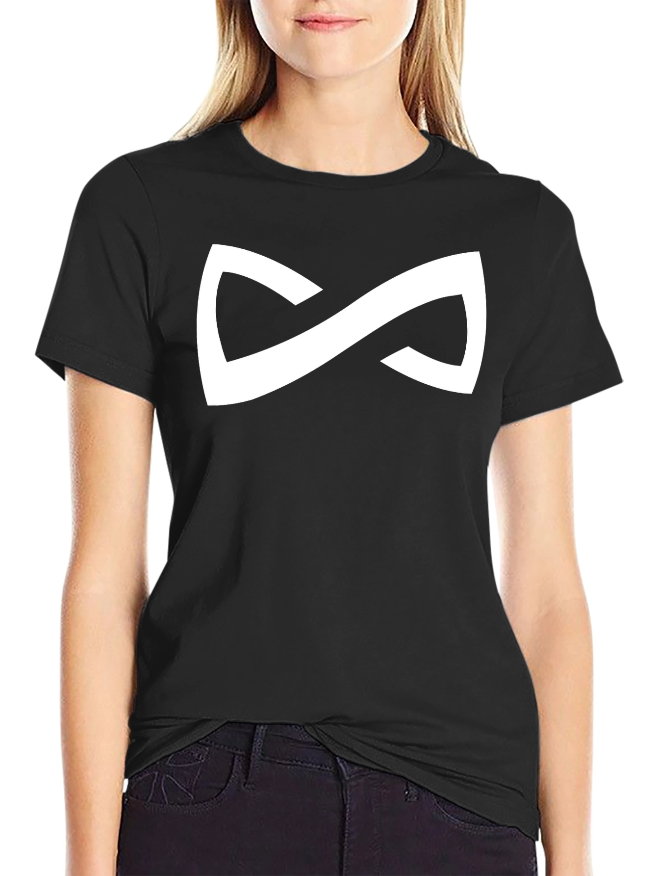 Modern Infinity Symbol Graphic T-Shirt - Black