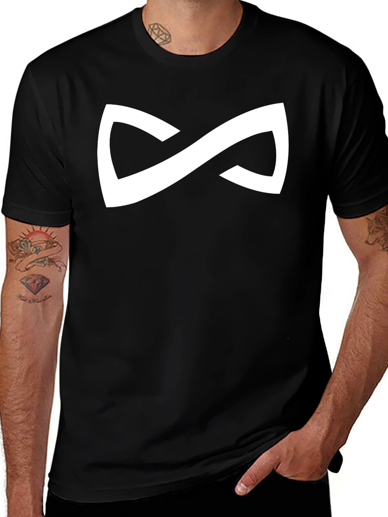 Modern Infinity Symbol Graphic T-Shirt - Black