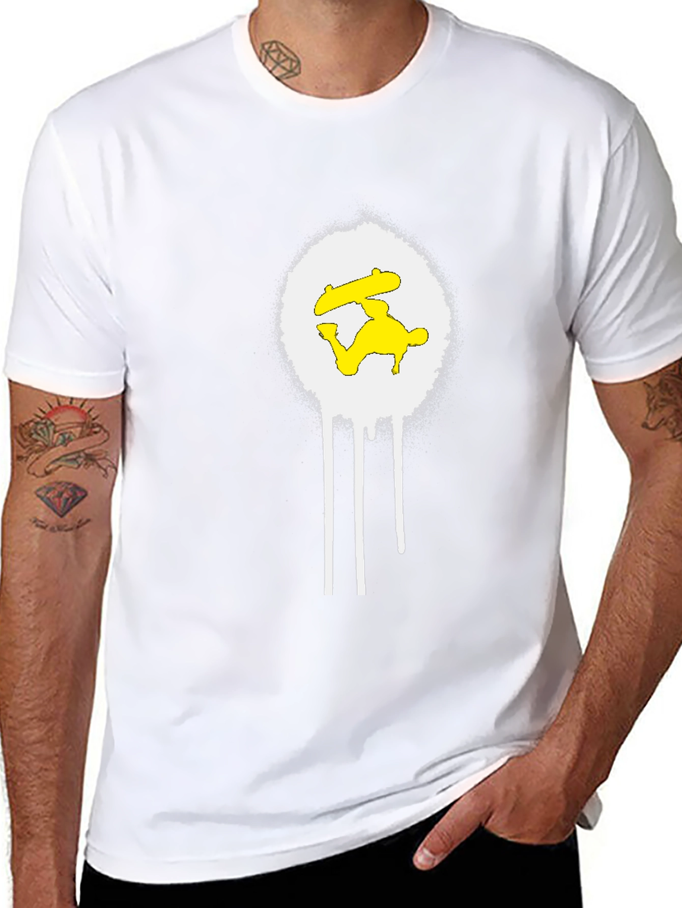 Skateboarder Graphic Tee - Black Cotton Blend Shirt