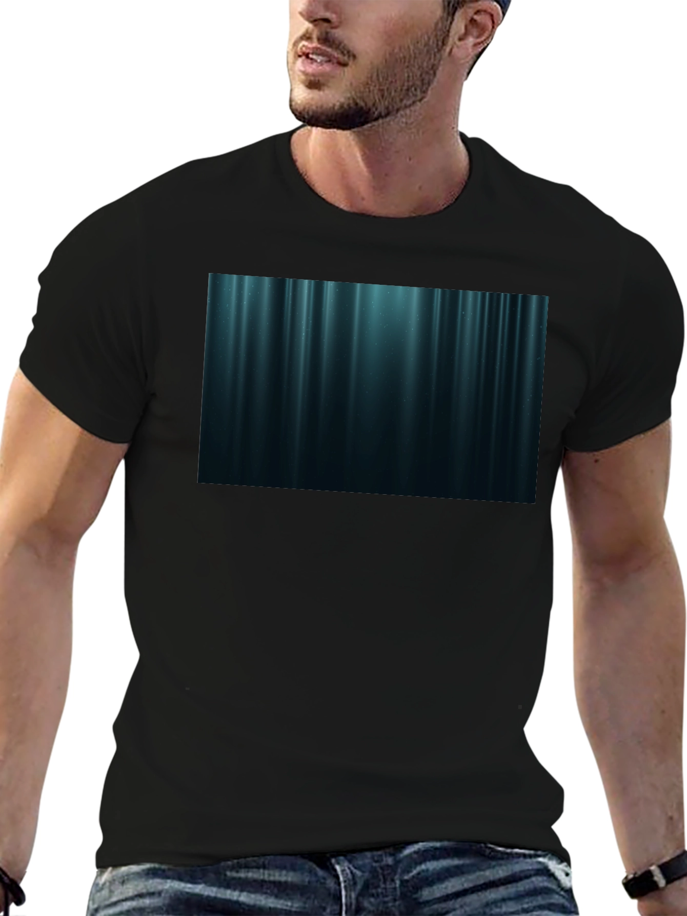 Abstract Vertical Stripe T-Shirt - Black