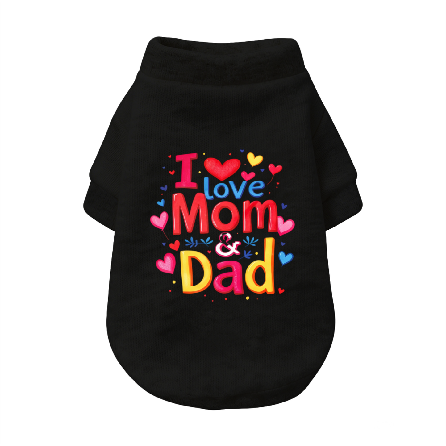 I Love Mom & Dad Vibrant Heart Family Black Pet Sweater