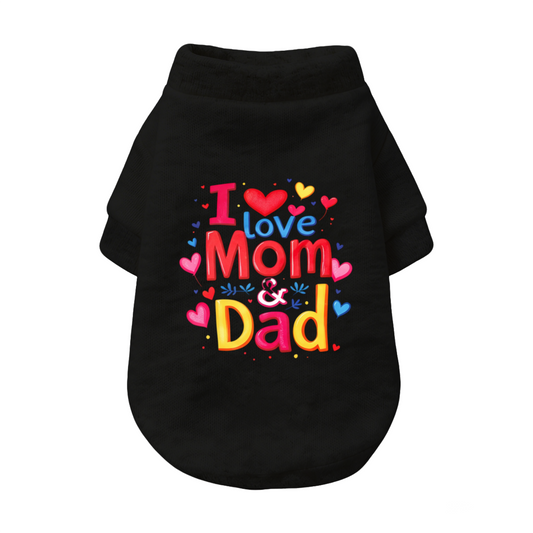 I Love Mom & Dad Vibrant Heart Family Black Pet Sweater