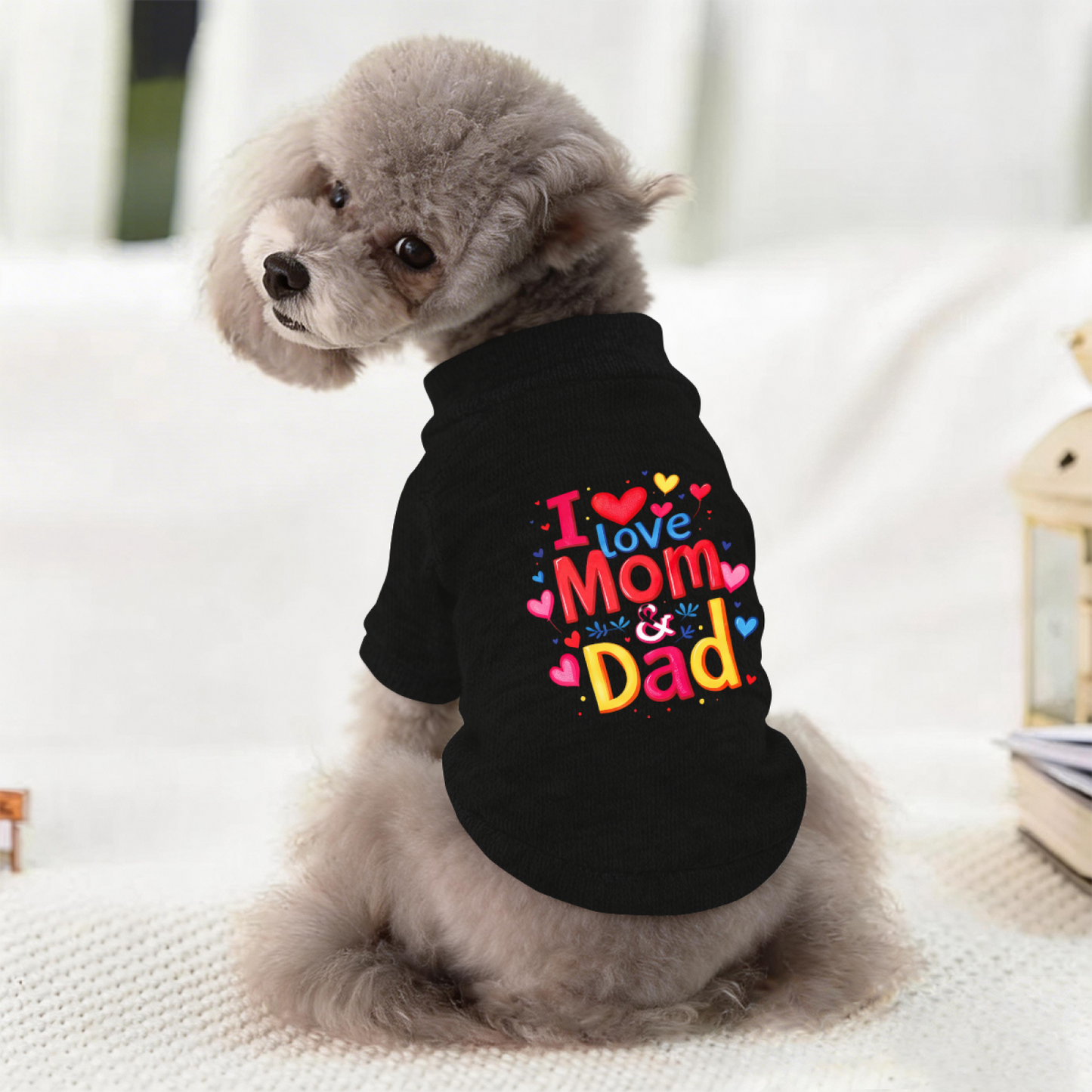 I Love Mom & Dad Vibrant Heart Family Black Pet Sweater