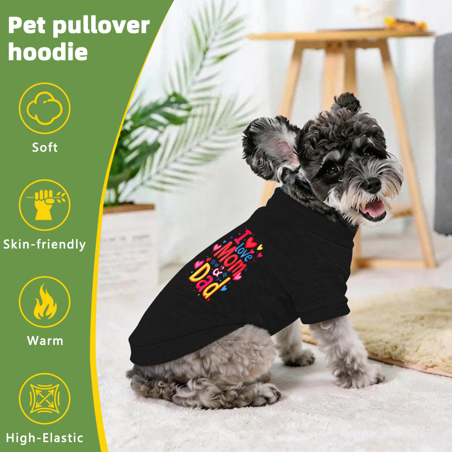 I Love Mom & Dad Vibrant Heart Family Black Pet Sweater