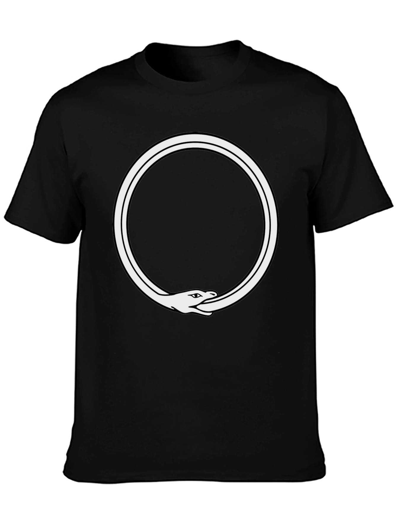 Ouroboros Snake Eating Tail Graphic Tee - Black