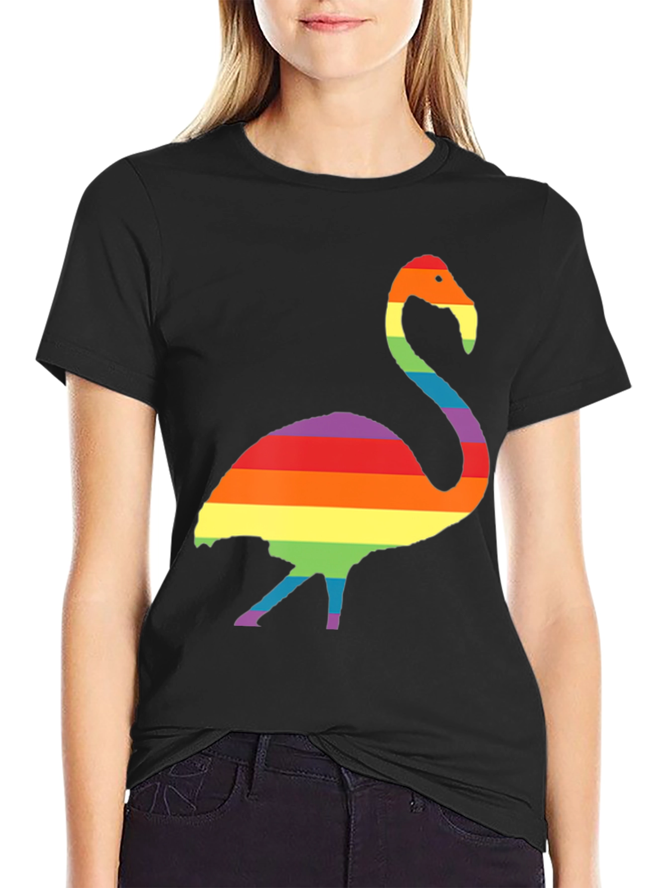 Rainbow Flamingo Graphic T-Shirt