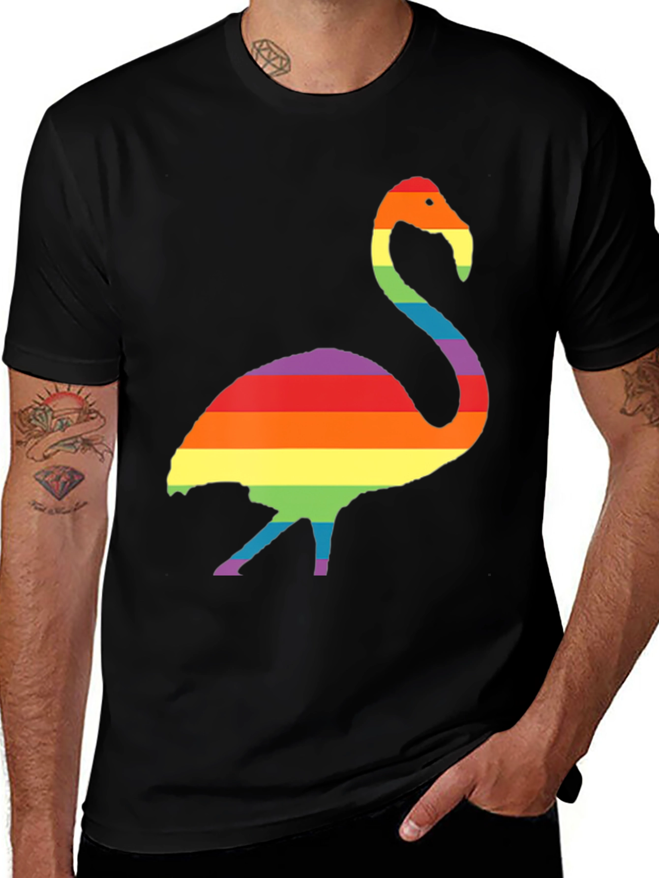 Rainbow Flamingo Graphic T-Shirt