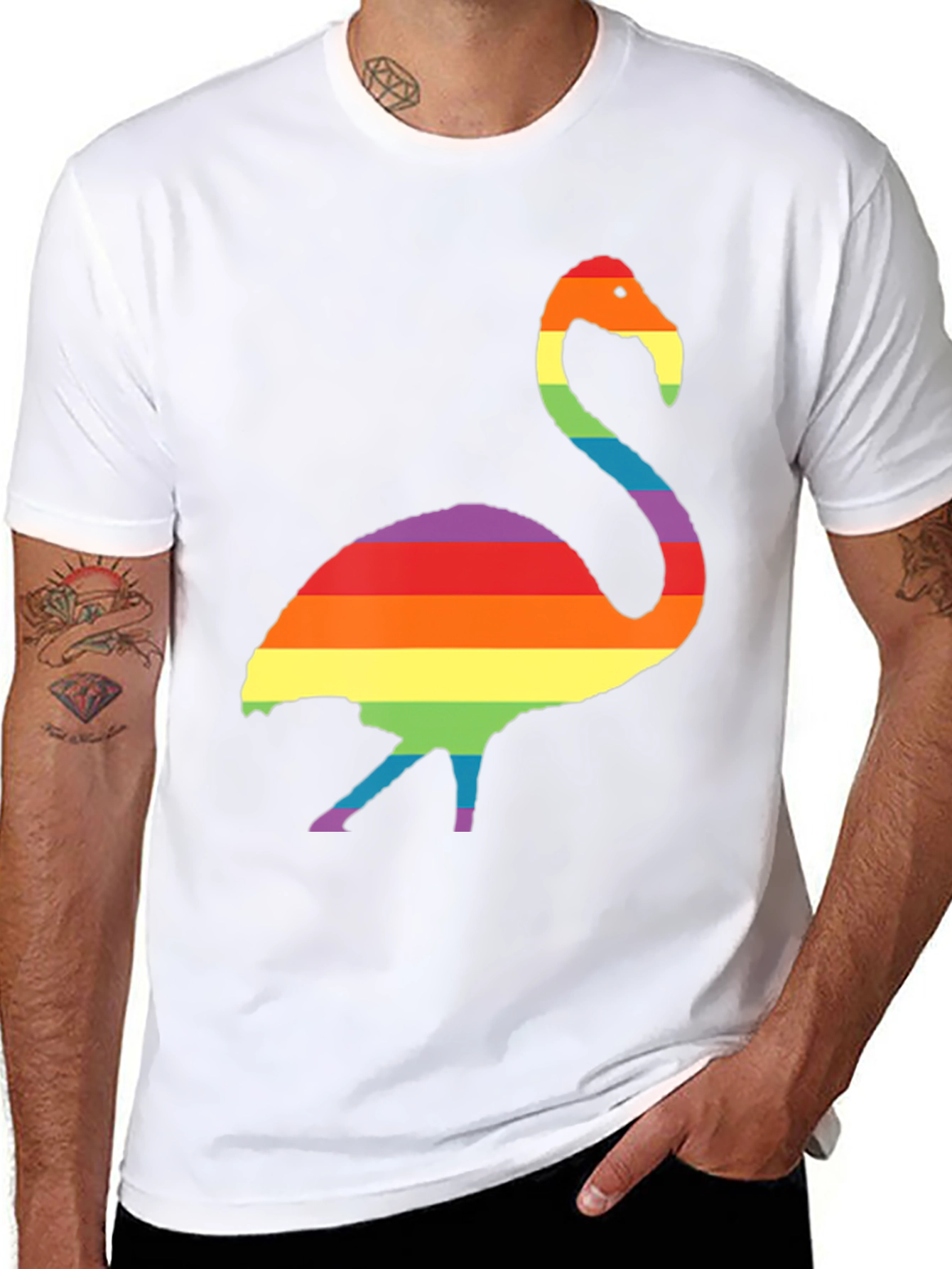 Rainbow Flamingo Graphic T-Shirt