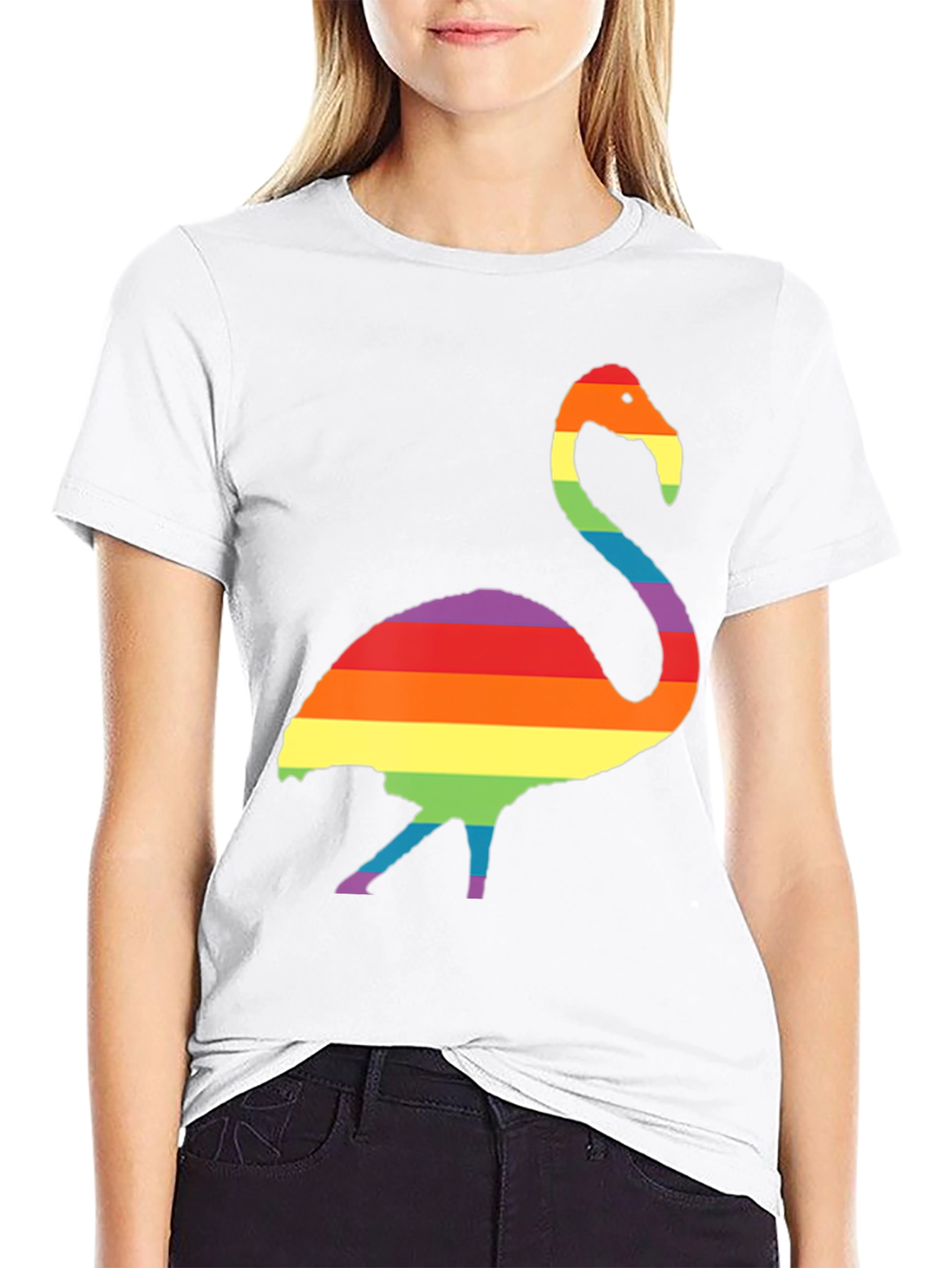 Rainbow Flamingo Graphic T-Shirt