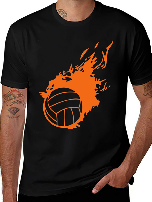 Fiery Volleyball Graphic Tee - Black