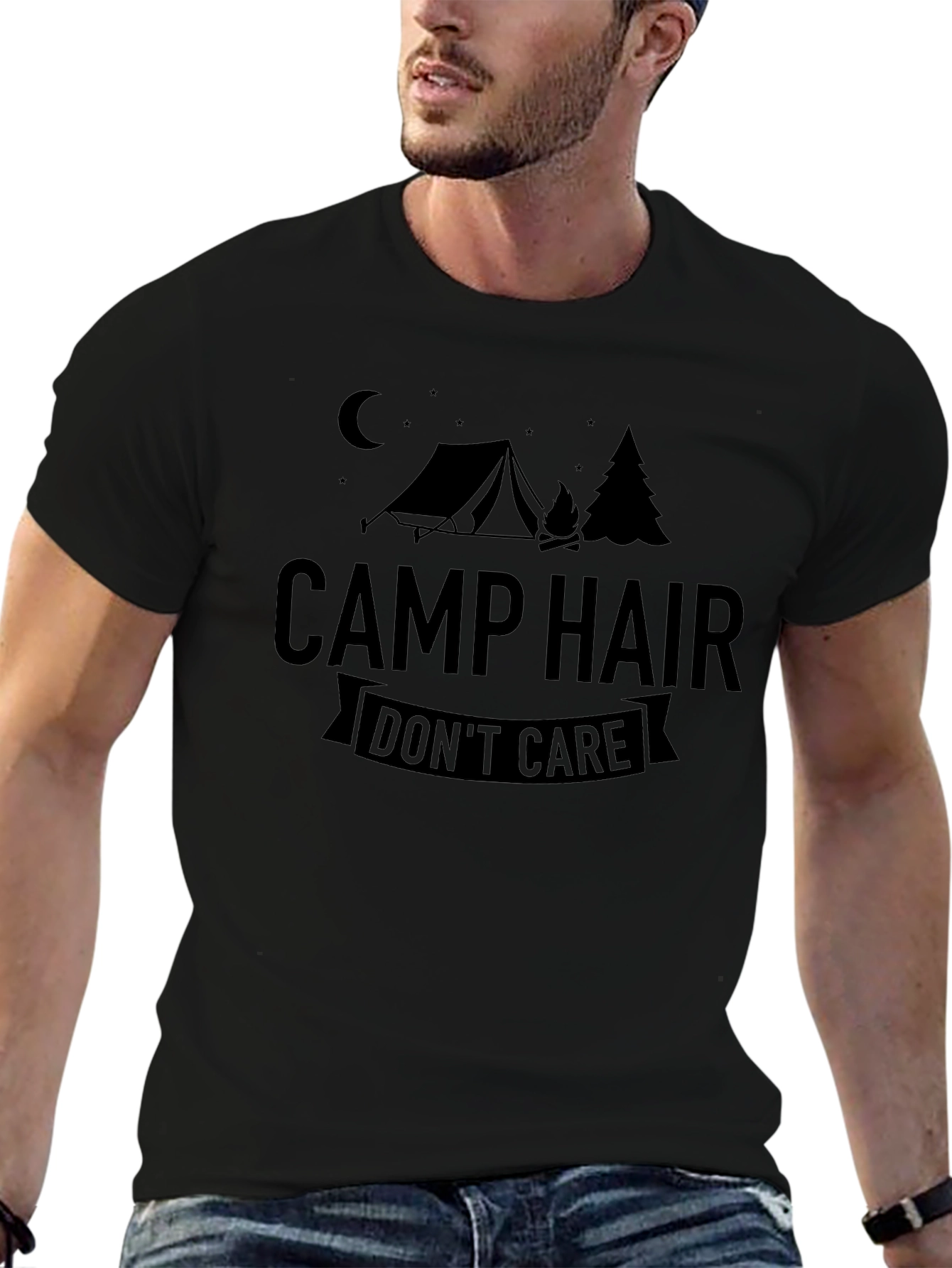 Camp Hair Dont Care T-Shirt - Black