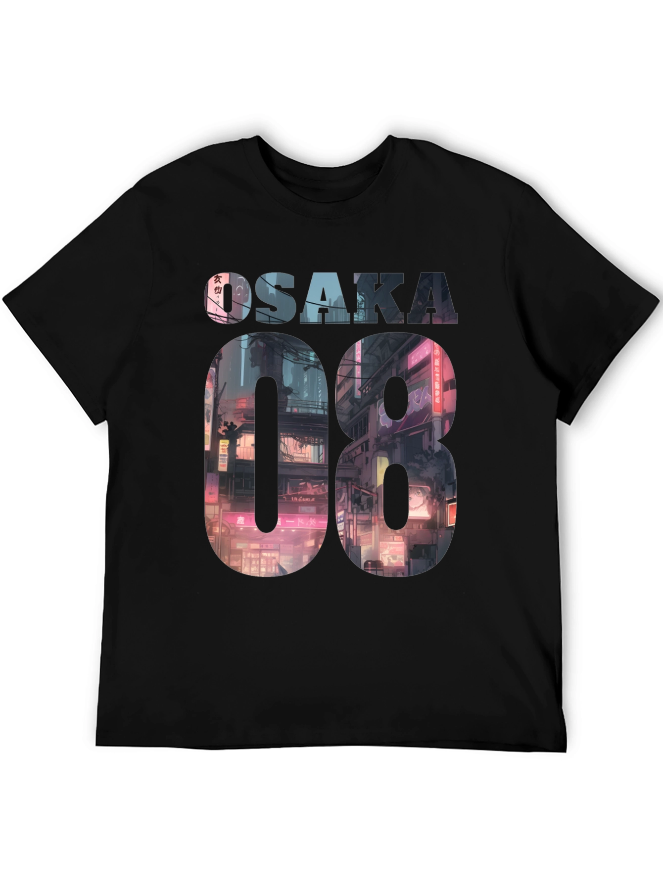 Osaka 08 Cityscape Graphic Tee - Black