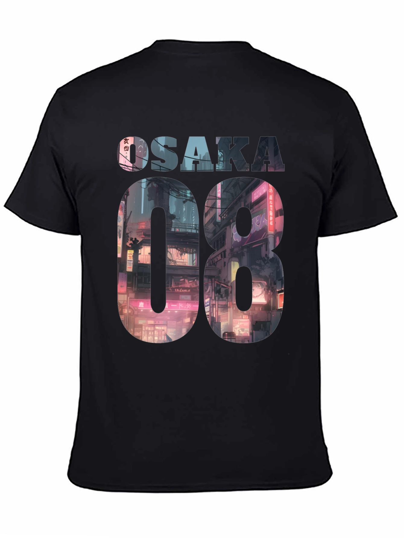 Osaka 08 Cityscape Graphic Tee - Black