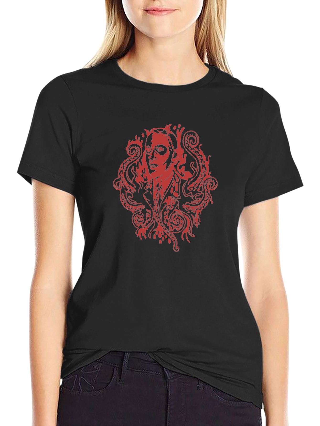 Lovecraftian T-Shirt - Red Octopus Design
