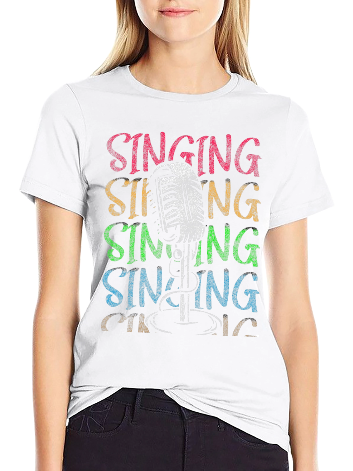 Singing Microphone Graphic Tee - Retro Style