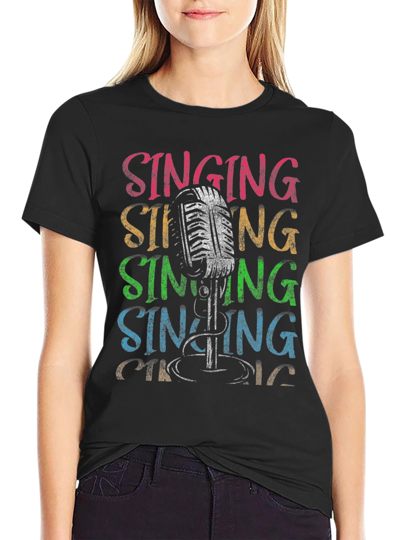 Singing Microphone Graphic Tee - Retro Style