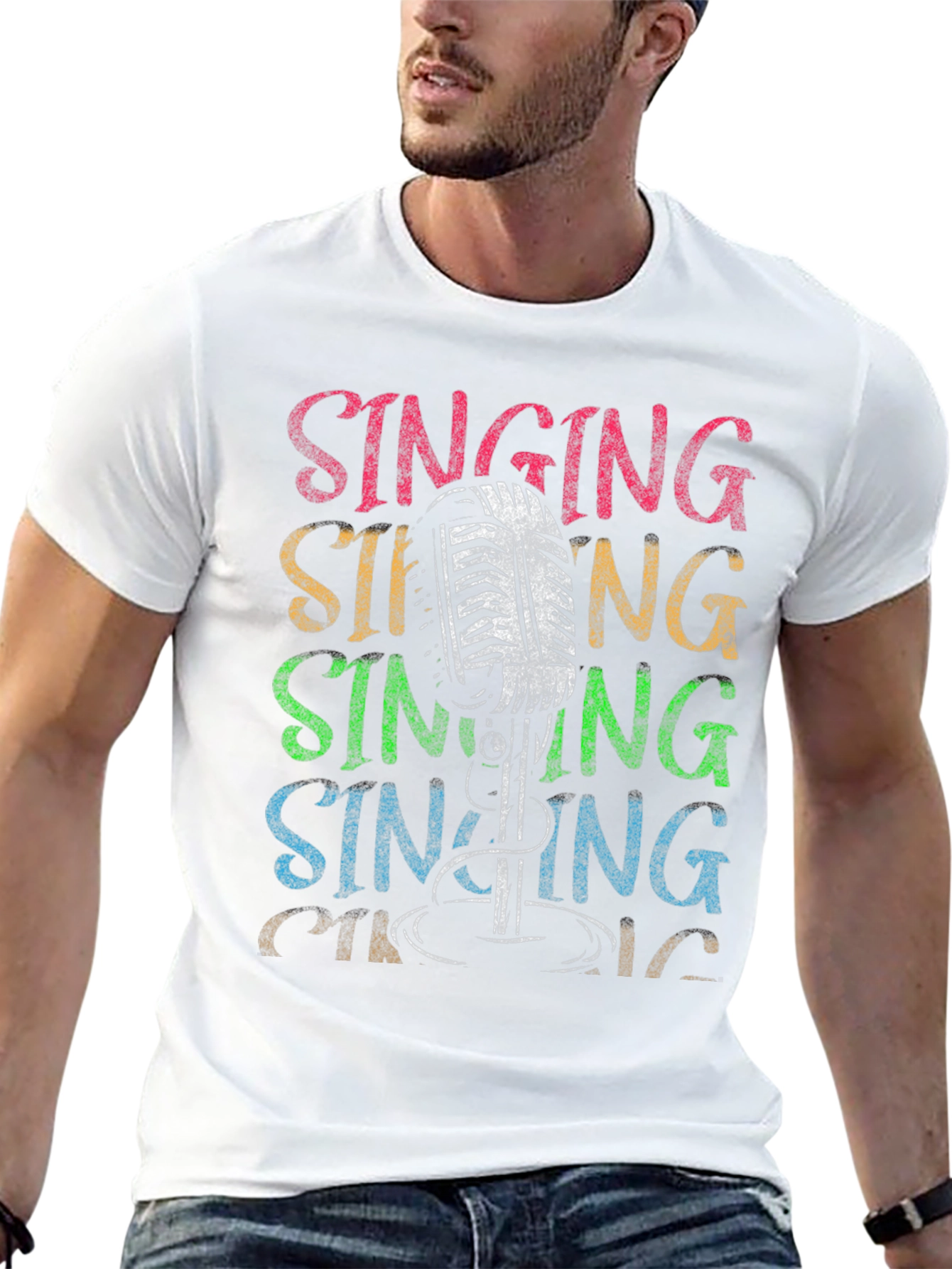 Singing Microphone Graphic Tee - Retro Style