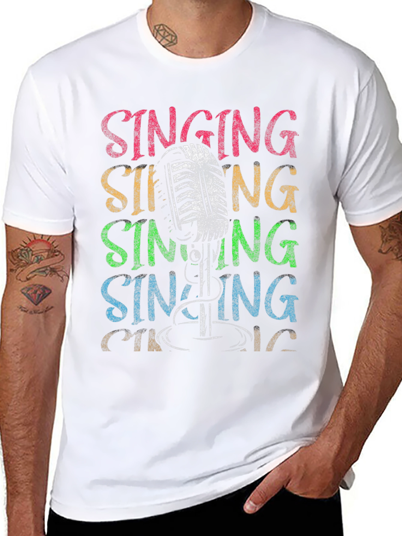 Singing Microphone Graphic Tee - Retro Style