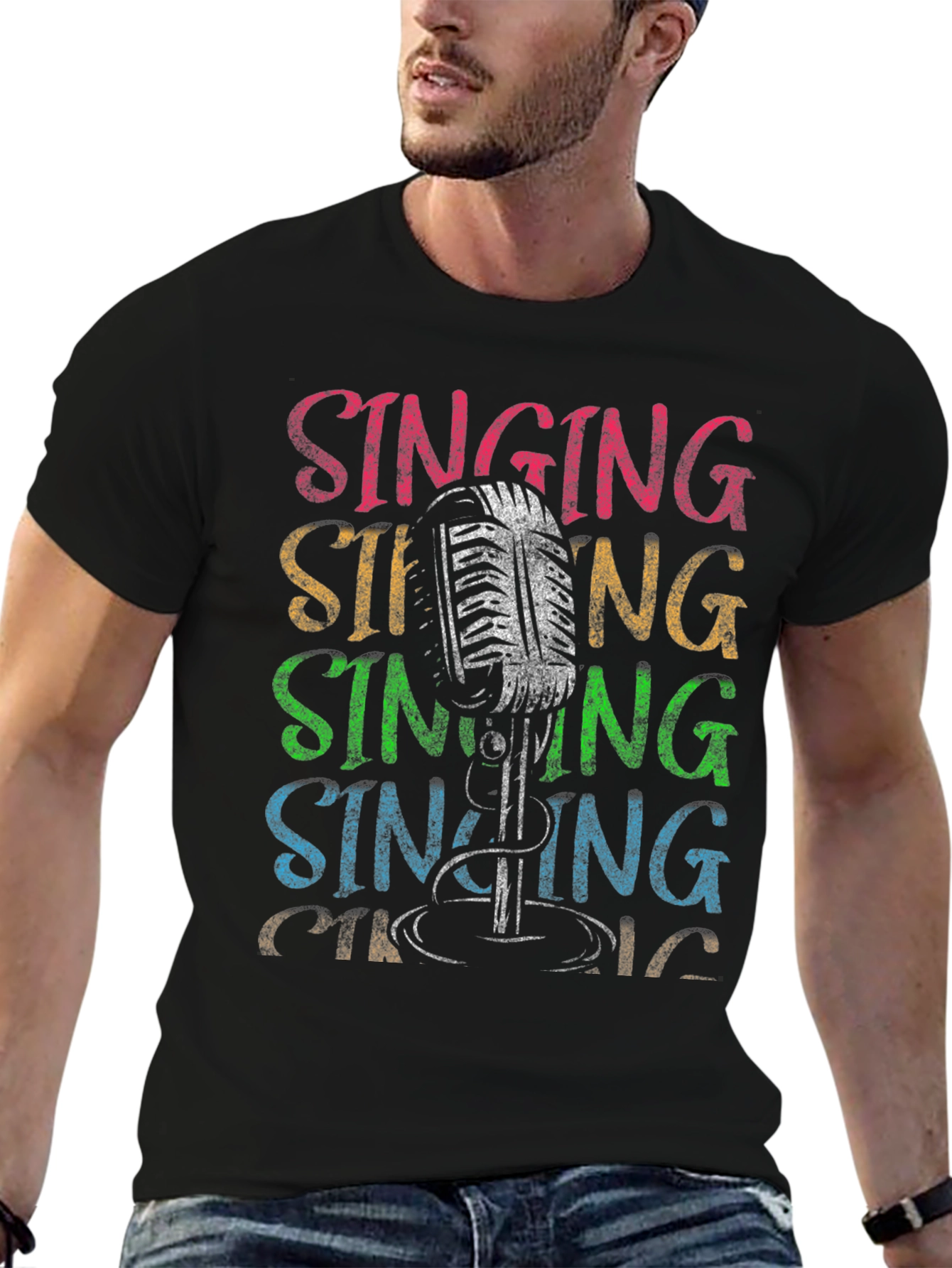 Singing Microphone Graphic Tee - Retro Style