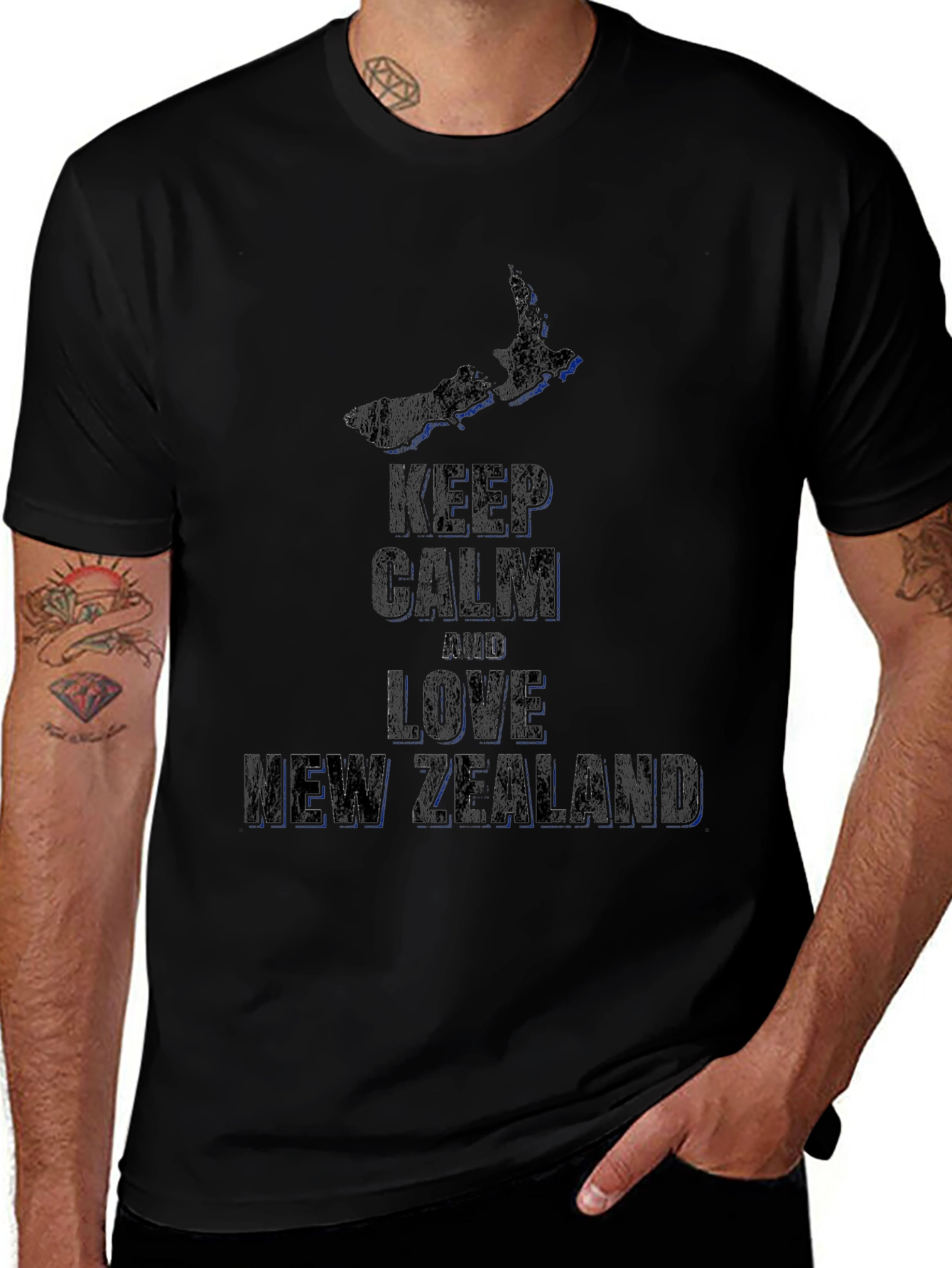 Keep Calm and Love New Zealand Black T-Shirt