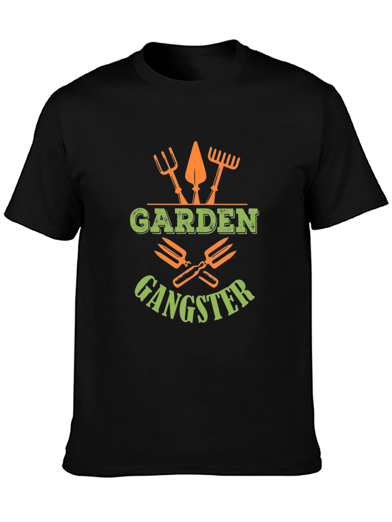 Garden Gangster Graphic Tee - Black Cotton T-Shirt