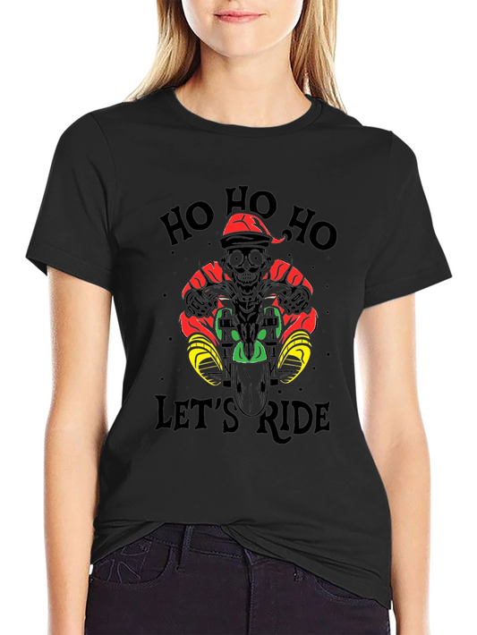 Ho Ho Ho Lets Ride Black T-Shirt