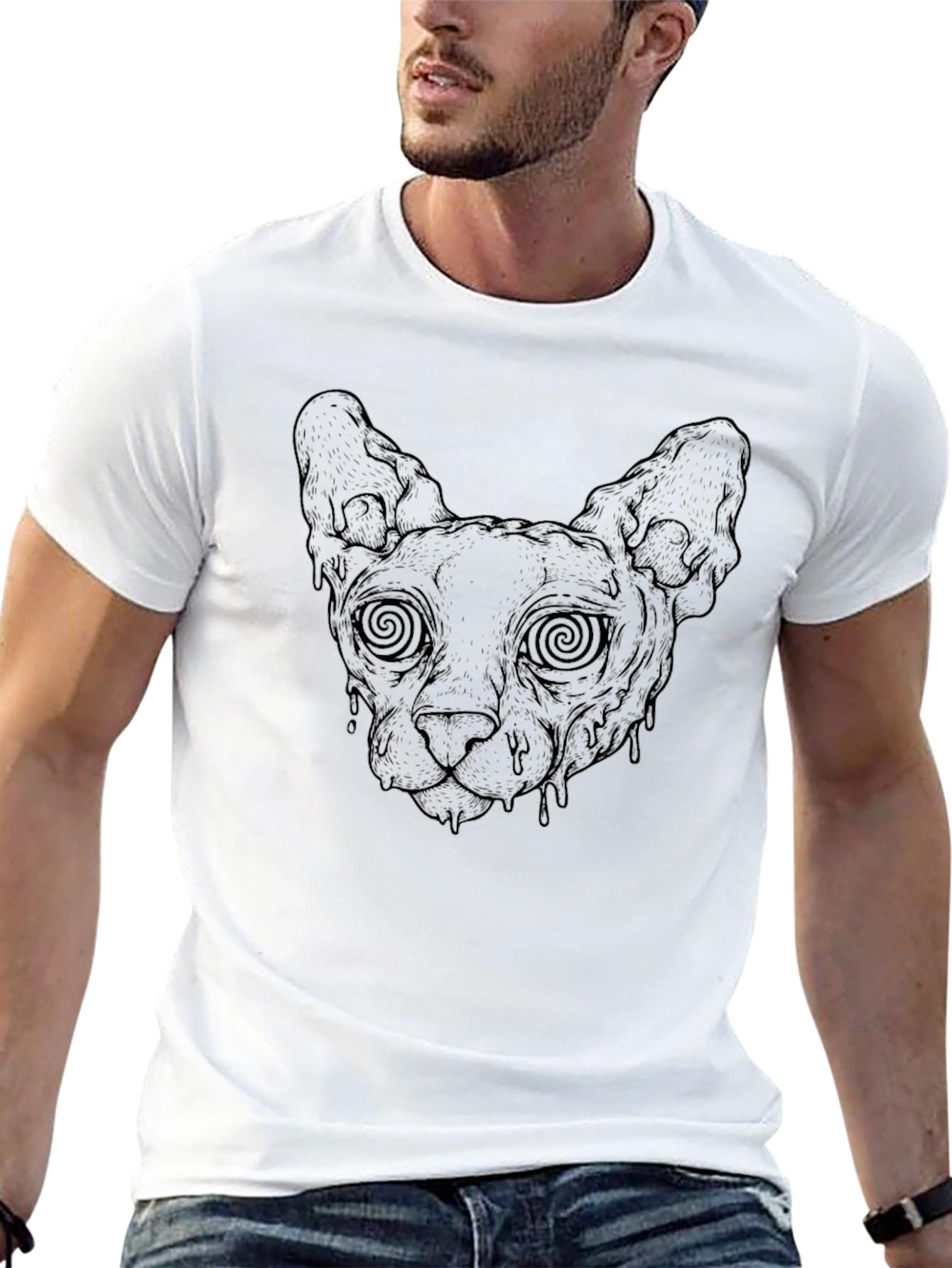 Psychedelic Sphynx Cat T-Shirt - Black