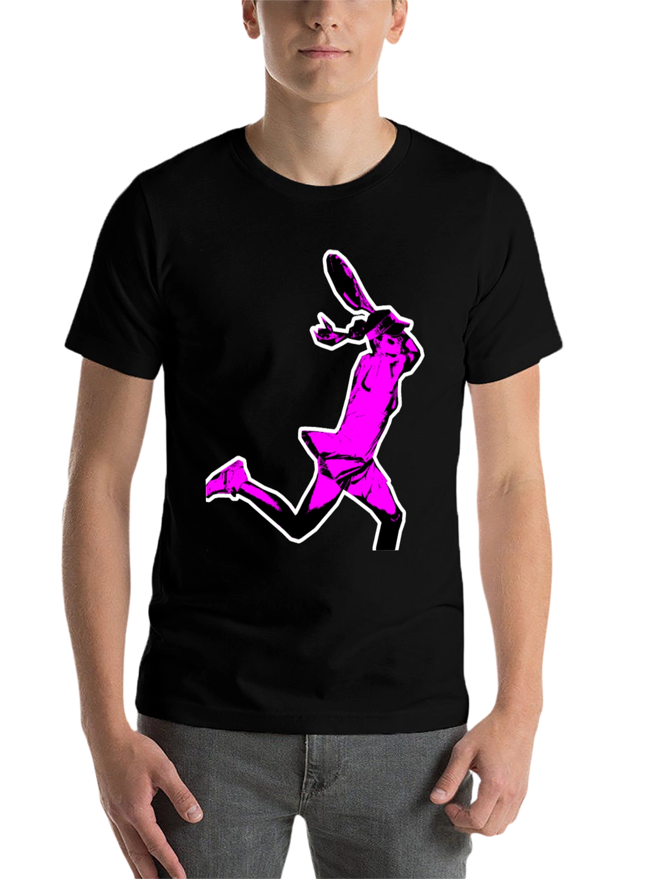 Pop Art Tennis Player Graphic Tee - Black
