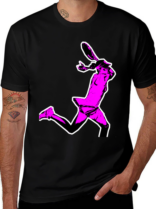 Pop Art Tennis Player Graphic Tee - Black