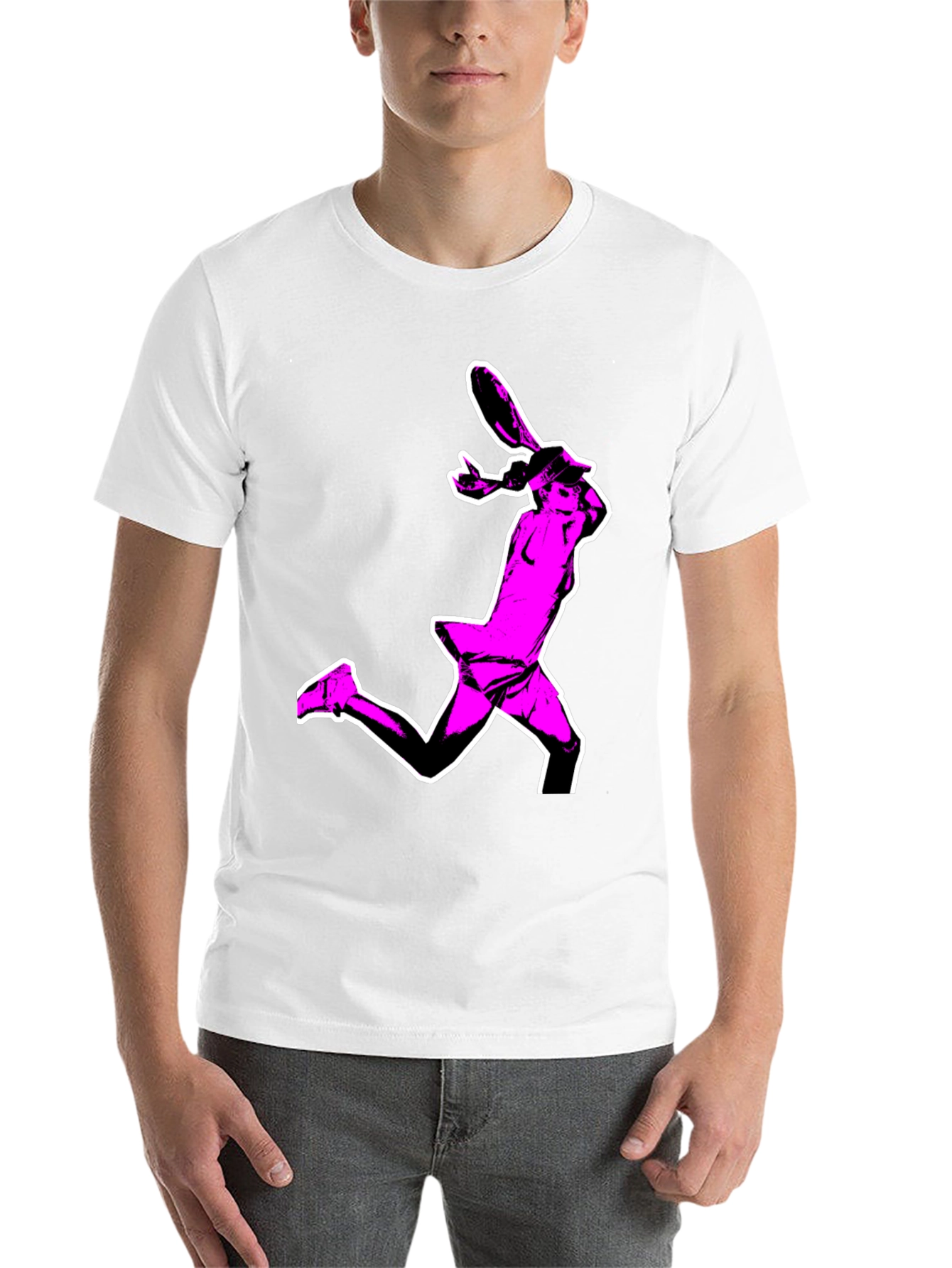Pop Art Tennis Player Graphic Tee - Black