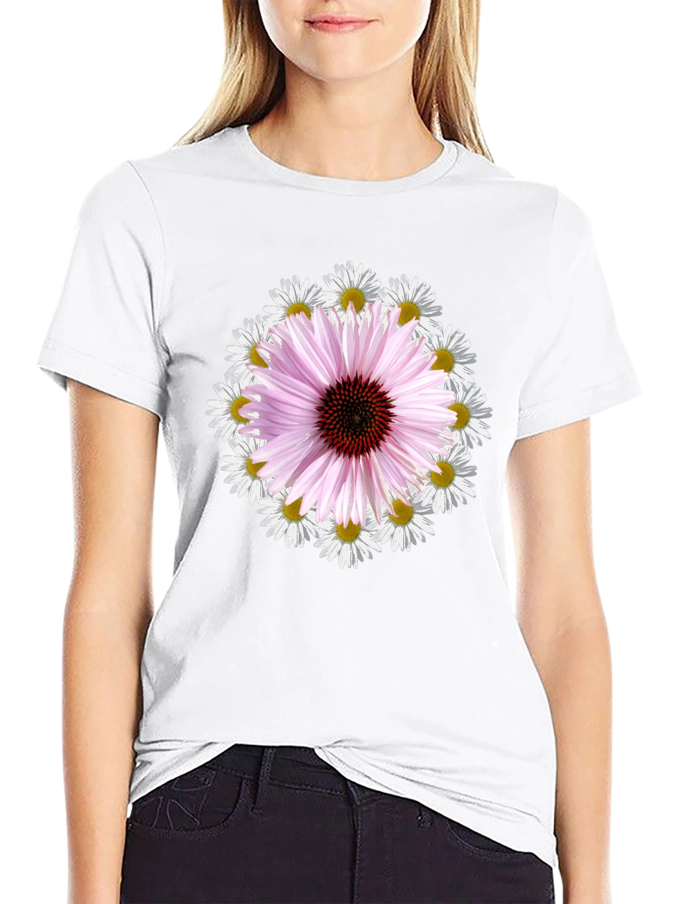 Floral Echinacea & Daisy Graphic Tee