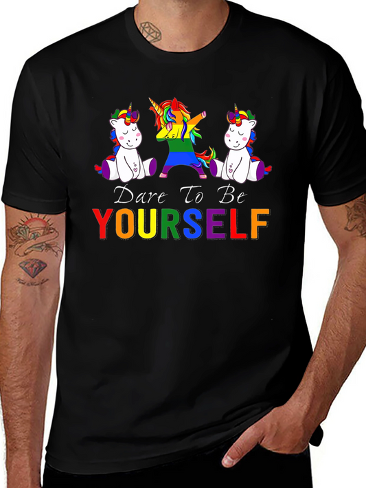 Dare to Be Yourself Unicorn Rainbow Pride T-Shirt