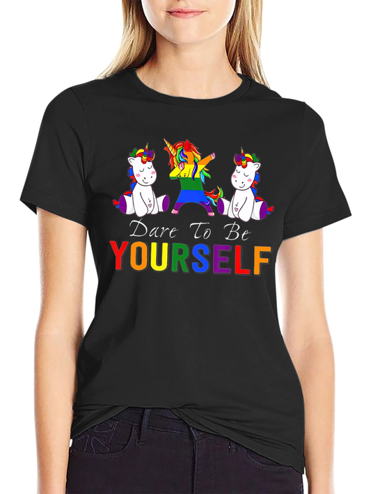 Dare to Be Yourself Unicorn Rainbow Pride T-Shirt
