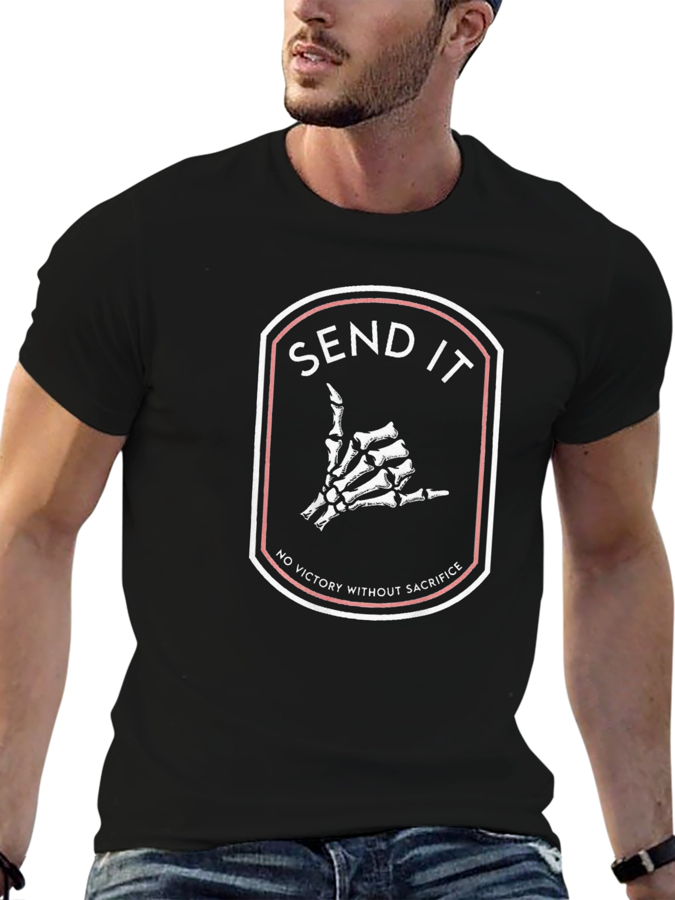 Send It Graphic Tee - Skeleton Hand Shaka Sign