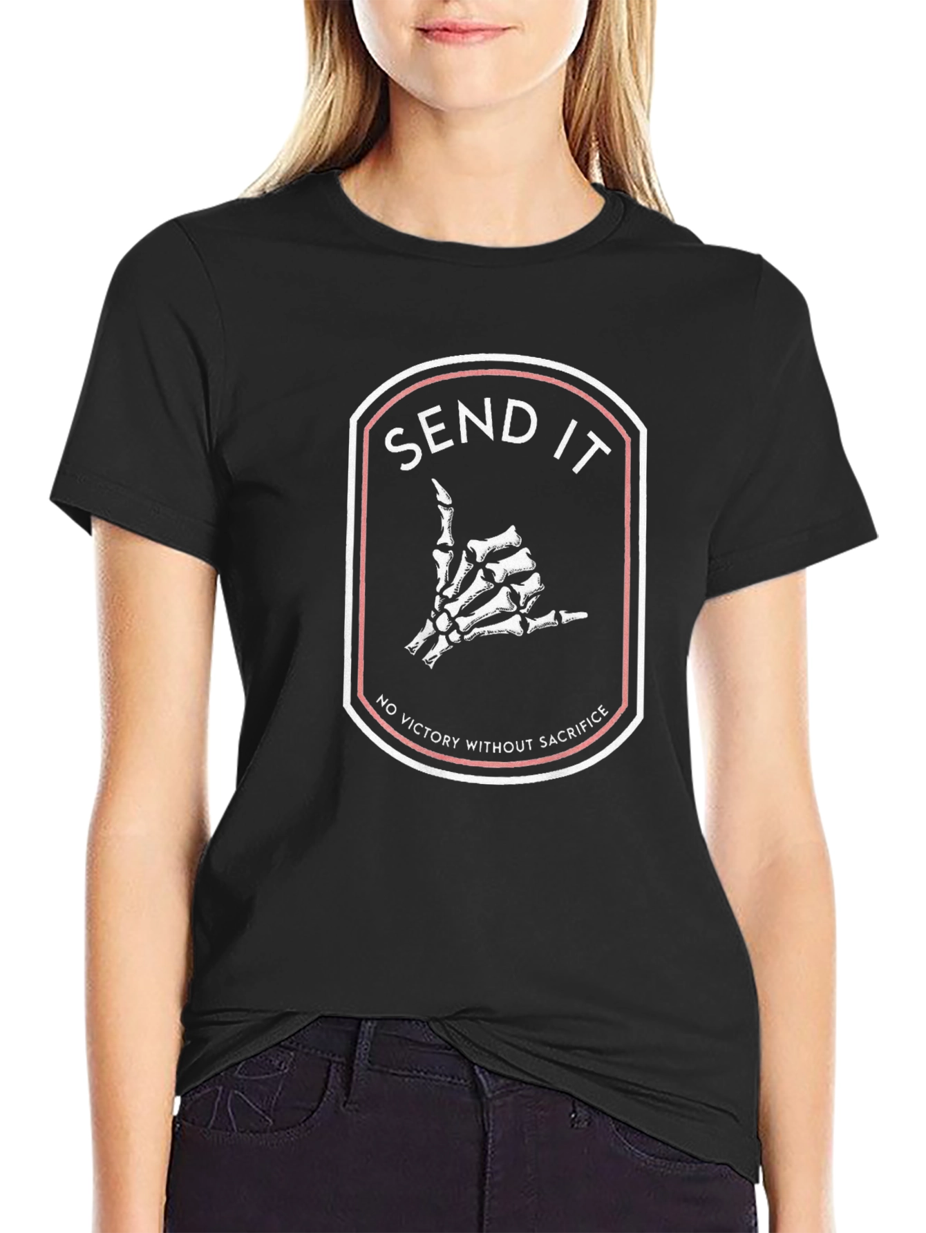 Send It Graphic Tee - Skeleton Hand Shaka Sign