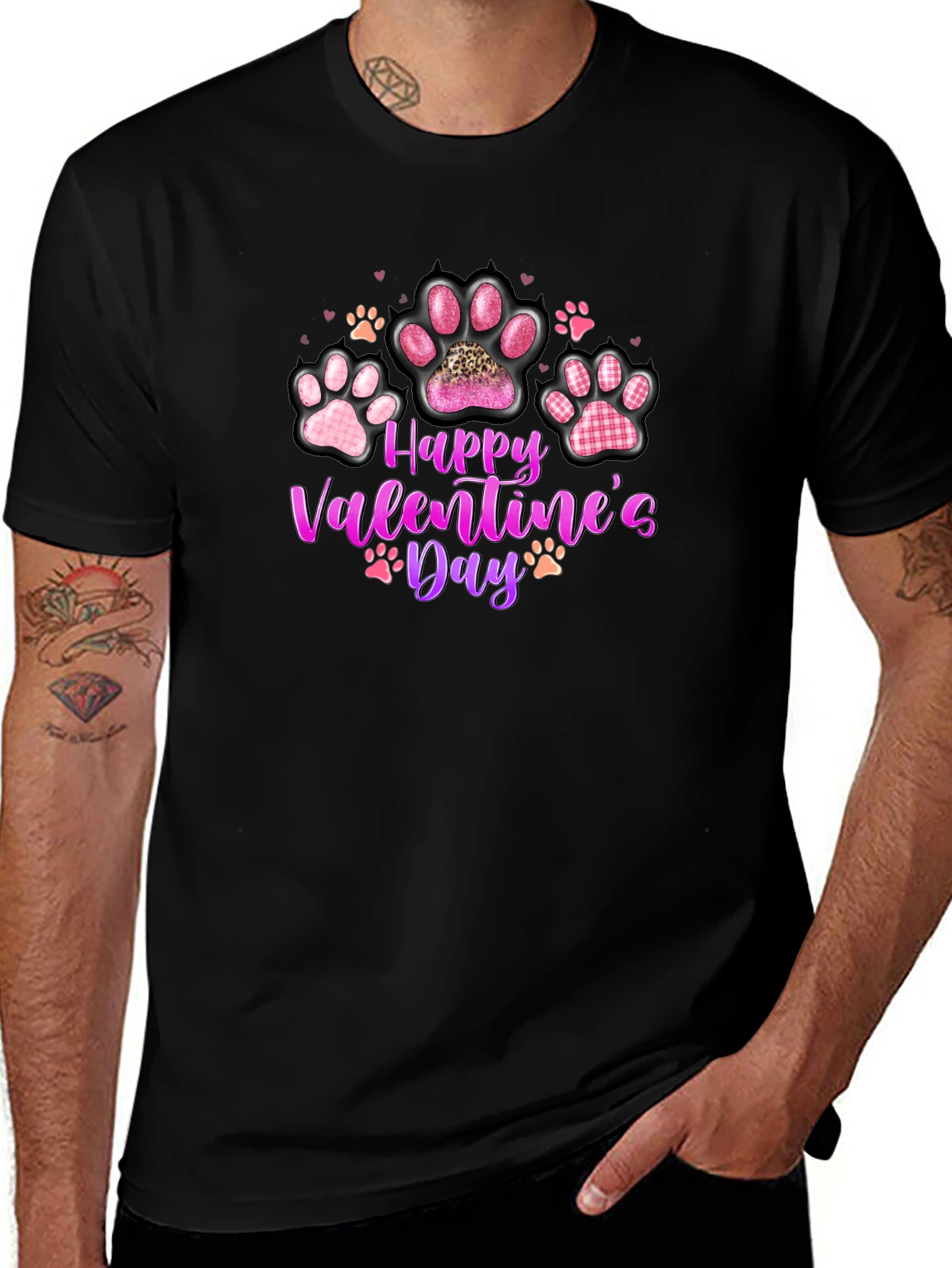Happy Valentines Day Paw Print T-Shirt