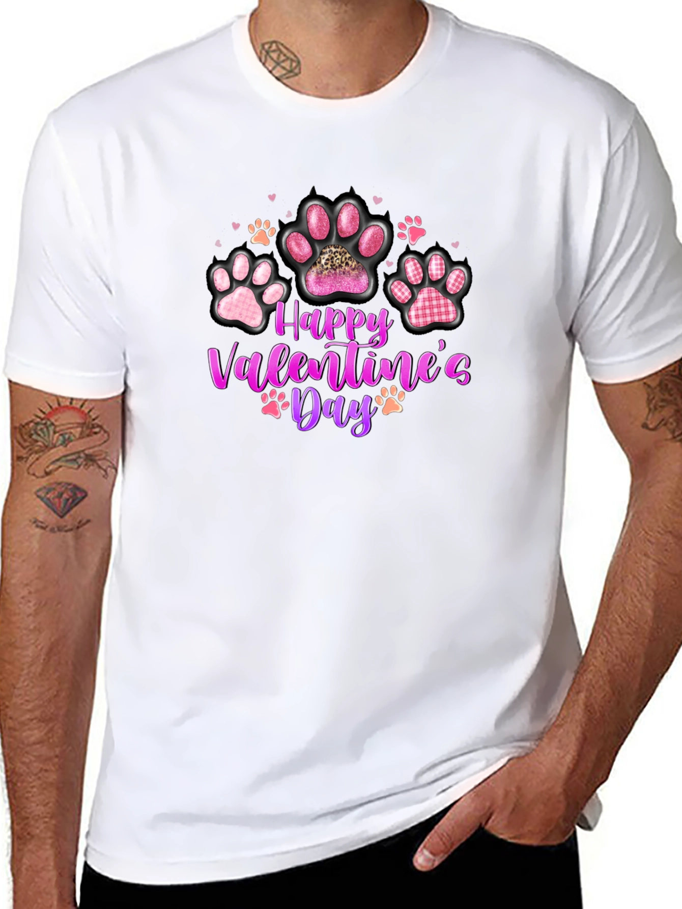 Happy Valentines Day Paw Print T-Shirt