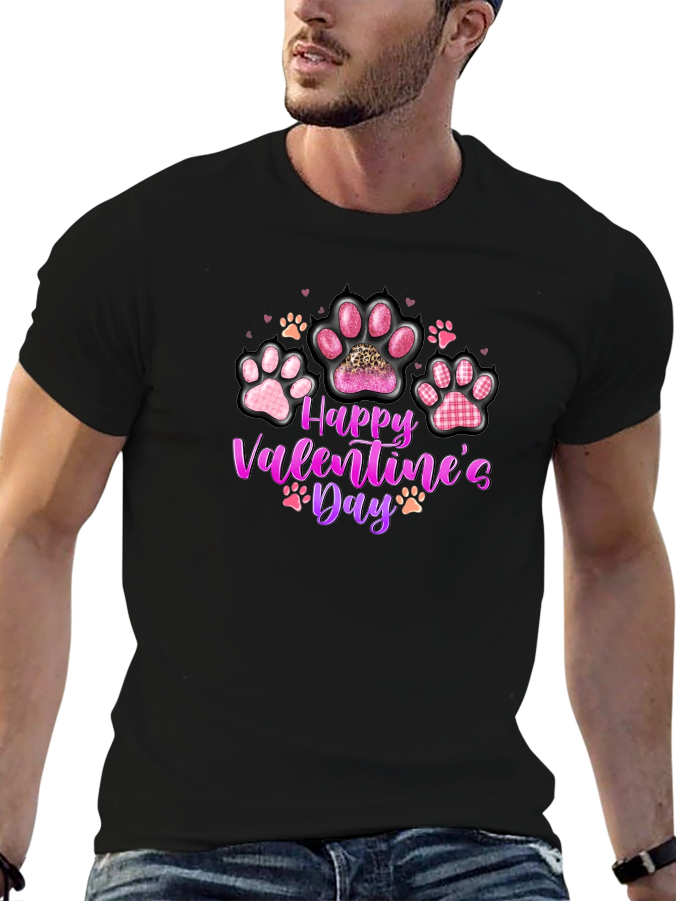 Happy Valentines Day Paw Print T-Shirt