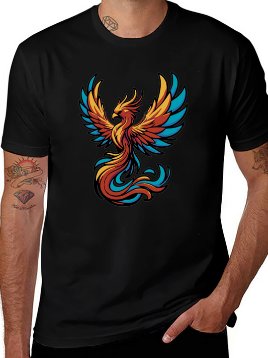Phoenix Graphic Tee - Black Cotton T-Shirt