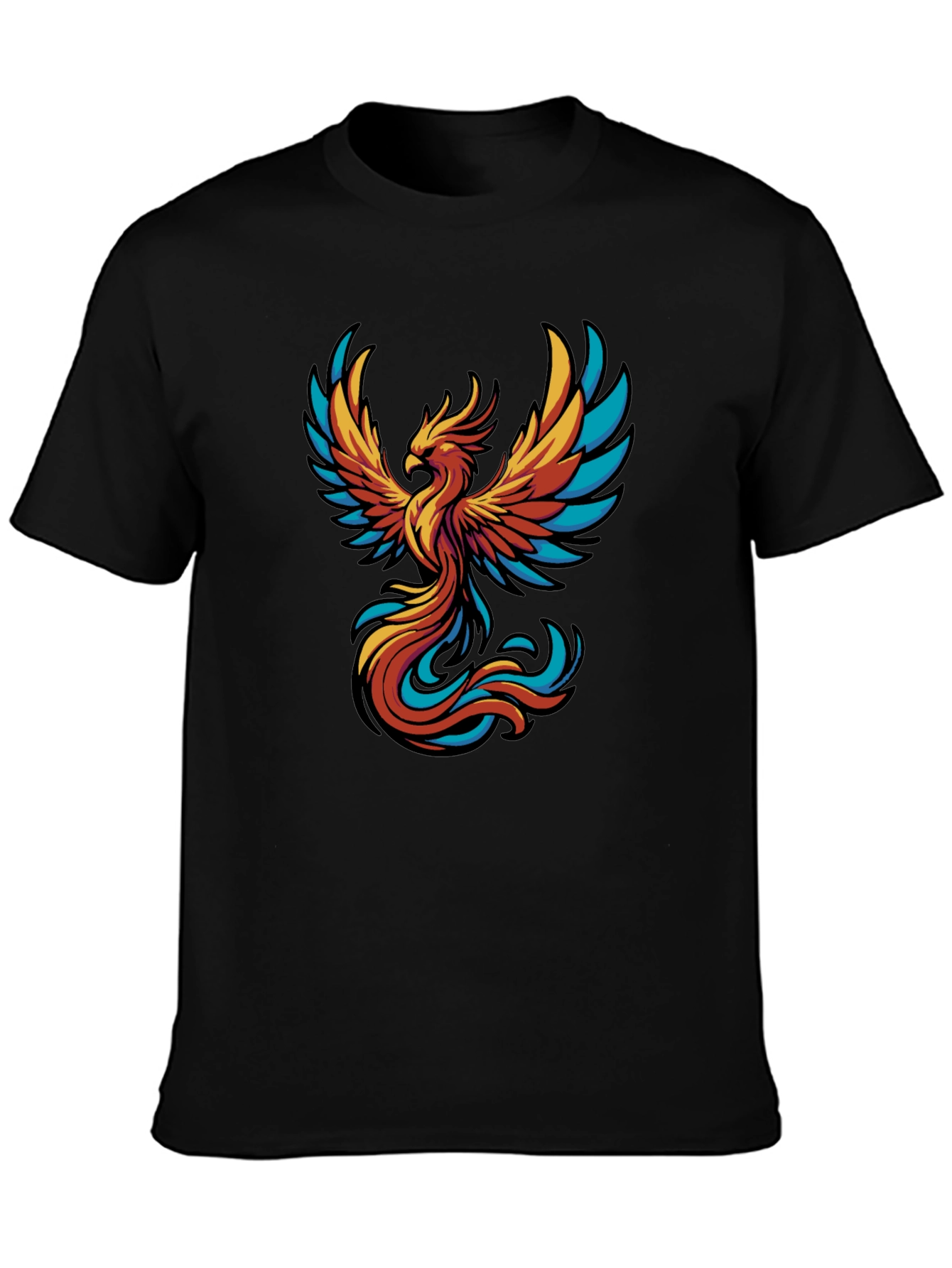 Phoenix Graphic Tee - Black Cotton T-Shirt
