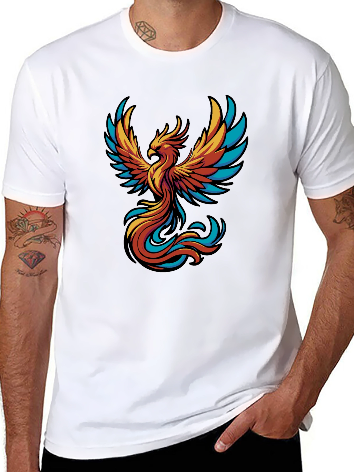 Phoenix Graphic Tee - Black Cotton T-Shirt