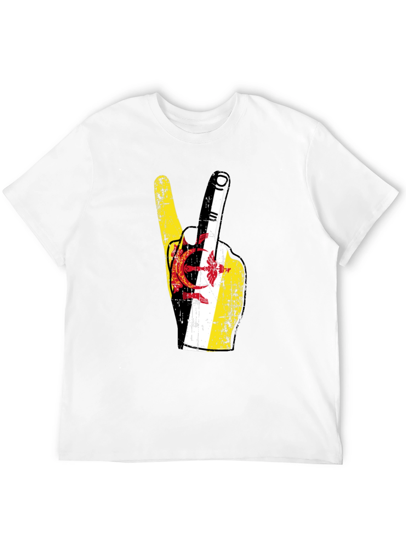 Brunei Flag Peace Sign T-Shirt - Black