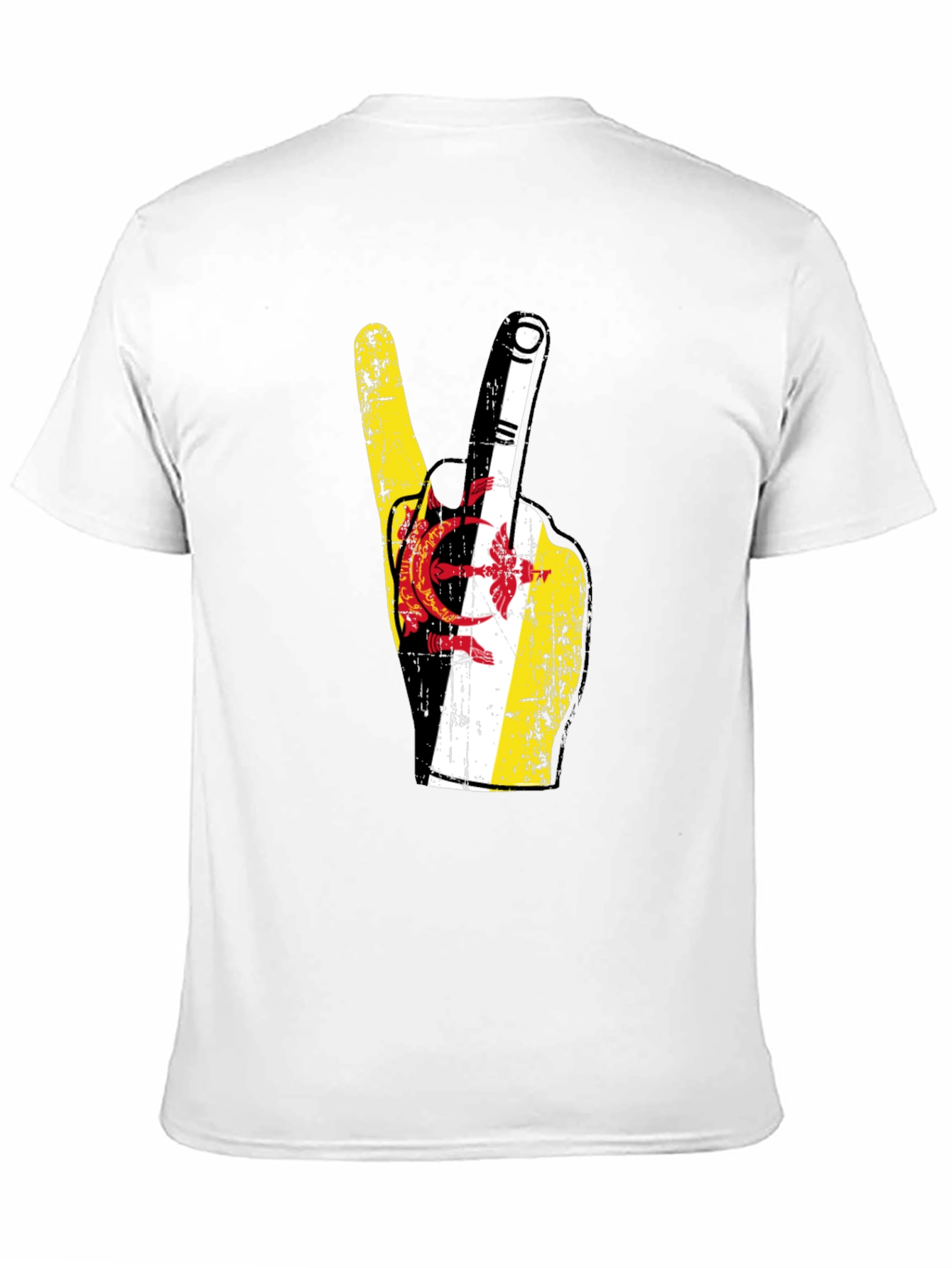 Brunei Flag Peace Sign T-Shirt - Black