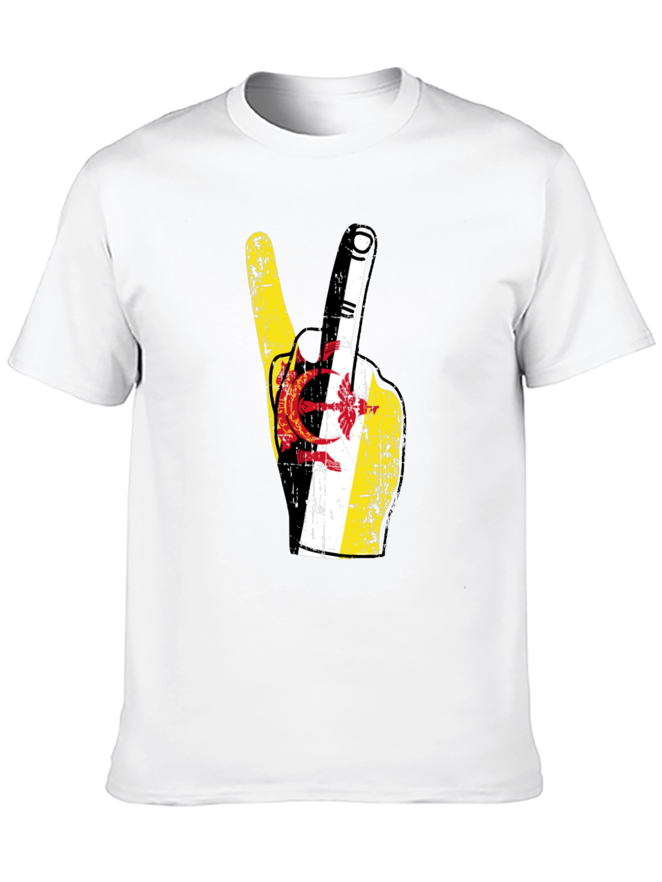 Brunei Flag Peace Sign T-Shirt - Black