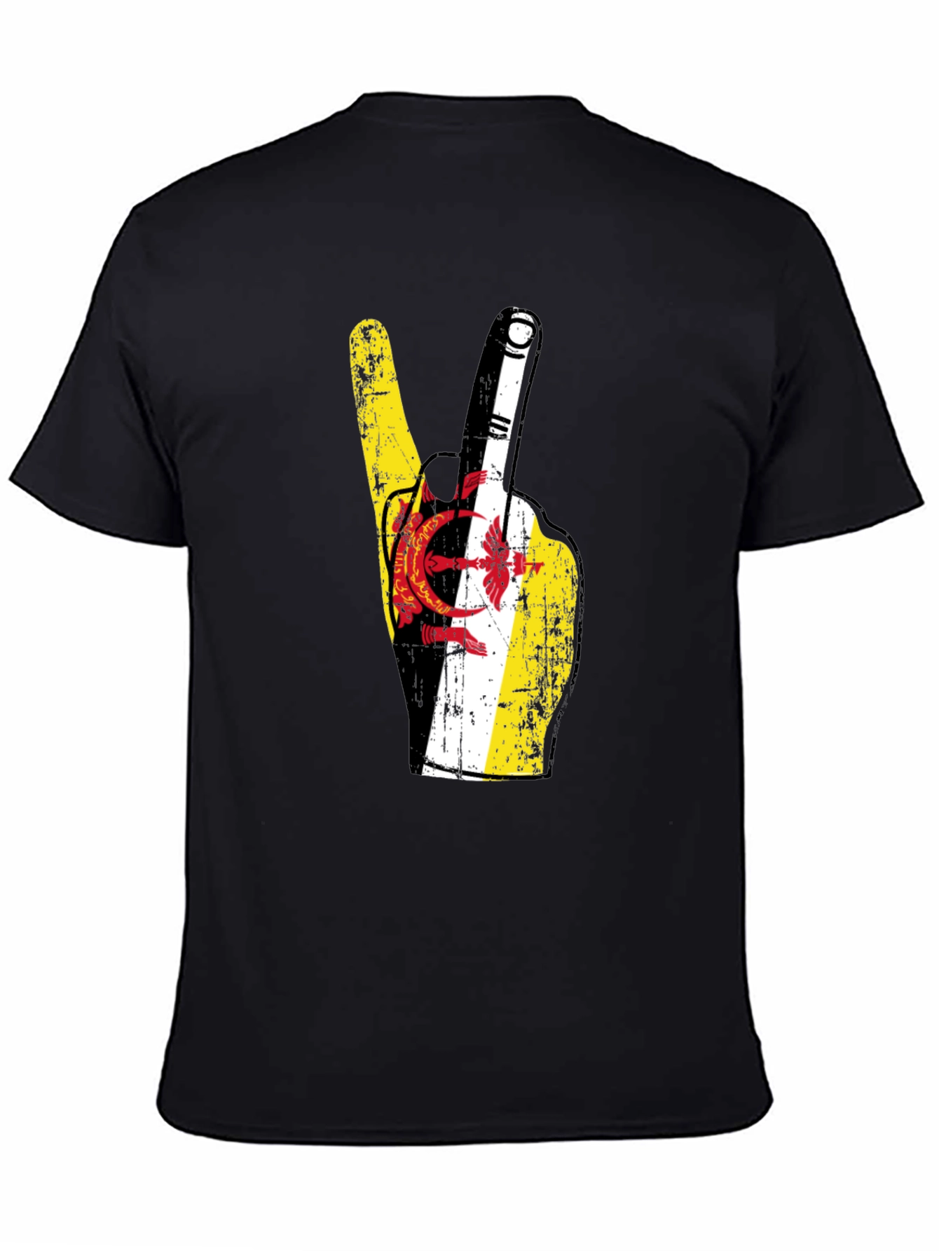 Brunei Flag Peace Sign T-Shirt - Black
