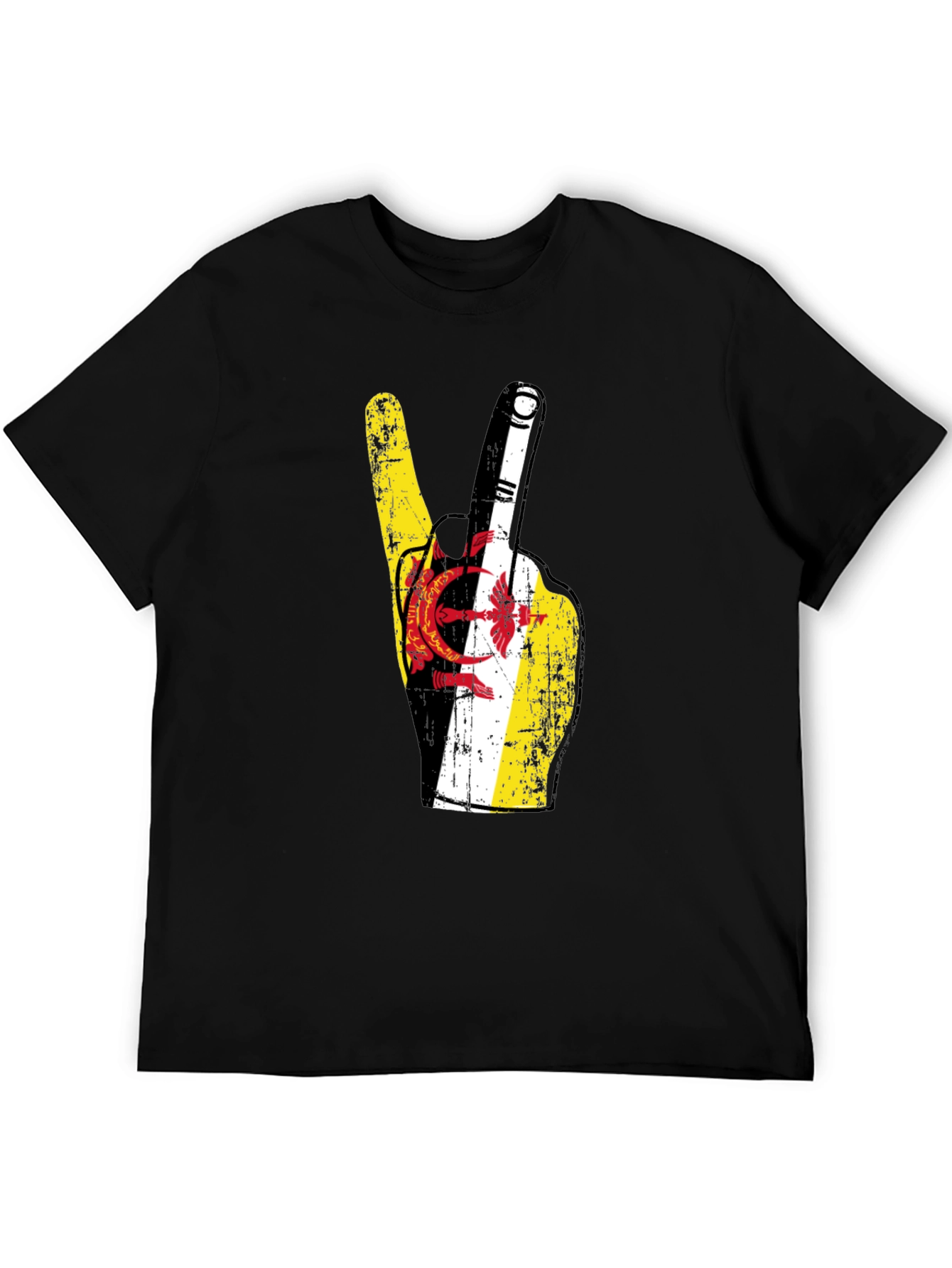 Brunei Flag Peace Sign T-Shirt - Black