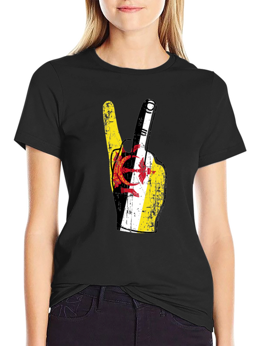 Brunei Flag Peace Sign T-Shirt - Black